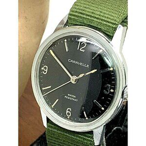 Caravelle Bulova Military Vintage Men's Watch Manual Wind Black Dial 33m…